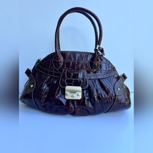 Maxx New York genuine leather brown croc handbag